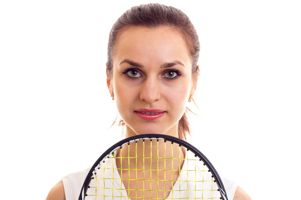 Woman with tennis racquet - Zdjęcie, obraz