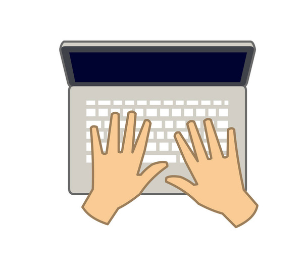 Kädet käyttäen kirjoittamalla kannettavan tietokoneen näppäimistöä
 - Vektori, kuva
