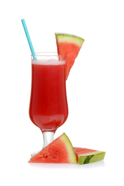 watermelon smoothie with straw and fruit slices - Zdjęcie, obraz