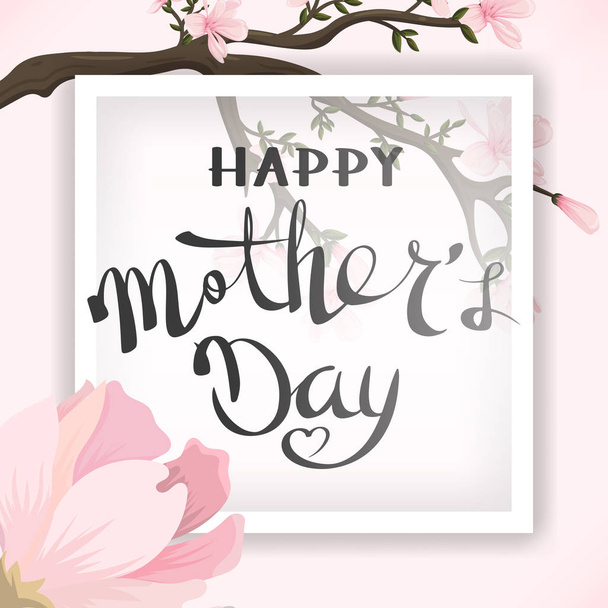 Happy Mother's Day greeting card. Vector illustration. Greeting card with flowers background - Vektor, Bild