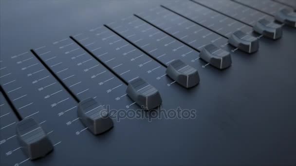 Multiple sliding faders on a panel with popularity inscription. Conceptual 4K clip - Footage, Video