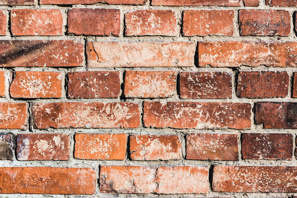 Old orange brick wall texture, close-up background. - Φωτογραφία, εικόνα