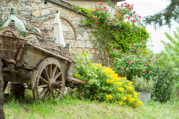 traditional cart in a tuscany farm - Photo, Image