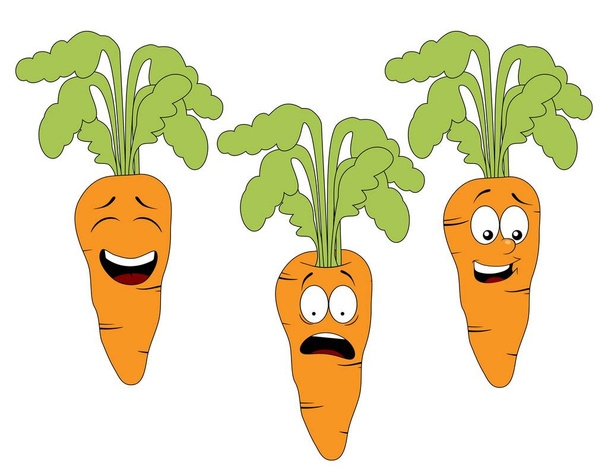Set di personaggi delle carote dei cartoni animati con diverse espressioni
 - Vettoriali, immagini