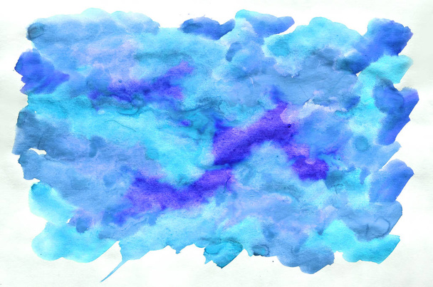 カラフルな水彩背景の青の壁紙。アクワレル bri - 写真・画像