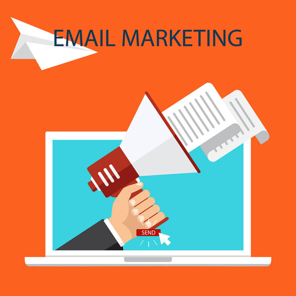 Design de conceito de e-mail marketing, ilustração vetorial, estilo plano
 - Vetor, Imagem