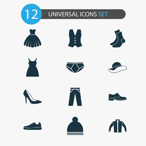 Clothes Icons Set. Collection Of Briefs, Cardigan, Elegance And Other Elements. Also Includes Symbols Such As Cardigan, Elegant, Half-Hose. - Vector, Image