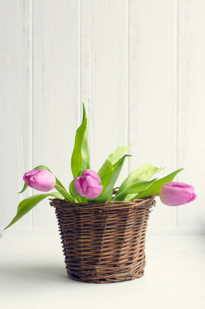 Bukiet różowych tulipanów - Zdjęcie, obraz