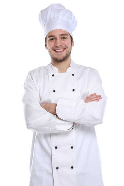 Cook apprentice trainee cooking job young man isolated - Fotó, kép