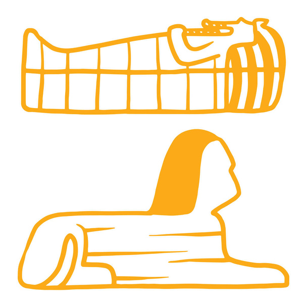 Egitto viaggio storia simboli disegnato a mano disegno tradizionale geroglifico vettore illustrazione stile
. - Vettoriali, immagini