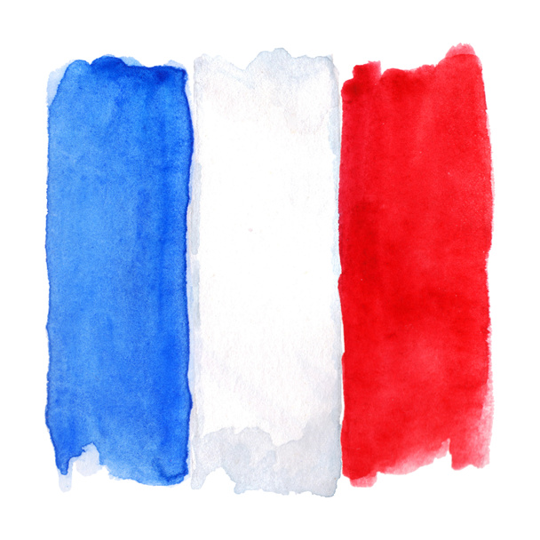 Akvarell Franciaország francia zászló 3 három szín elszigetelt - Fotó, kép
