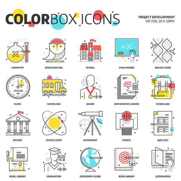 Иконки цветовых коробок, значки образования, фон и графика
 - Вектор,изображение