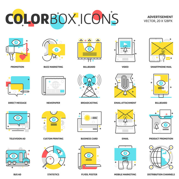 Renk kutusu simgeleri, reklam, arka planlar ve grafik - Vektör, Görsel