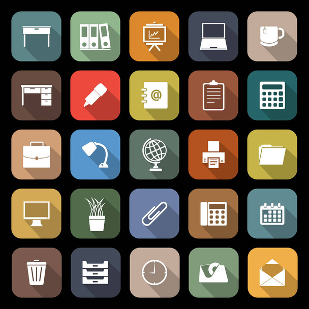 Workspace flat icons with long shadow - Vector, Image