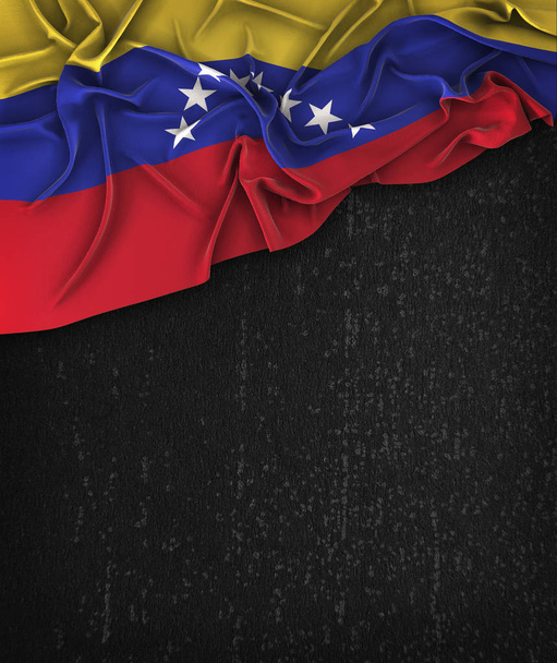 Vintage σημαία Βενεζουέλας στην μια Grunge μαύρο Μαυροπίνακας με χώρο F - Φωτογραφία, εικόνα