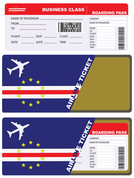 Plane ticket in business class flight to Cape Verde - Vector, Image