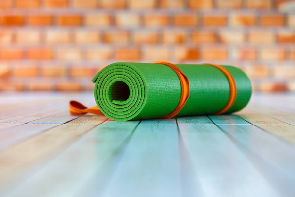 Yoga mat groen kleur - Foto, afbeelding