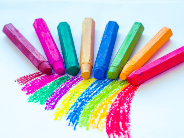 Colorful chalk pastels - education, arts,creative, back to school - Foto, Imagen