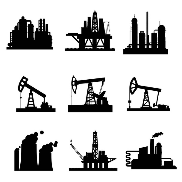 Icone vettoriali di derricks petroliferi e impianti di estrazione del gas
 - Vettoriali, immagini