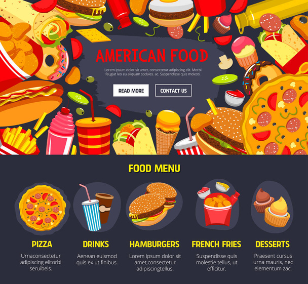 Шаблон целевой страницы векторного сайта быстрого питания
 - Вектор,изображение