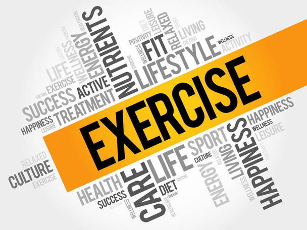 EXERCISE word cloud, fitness - Vektor, Bild