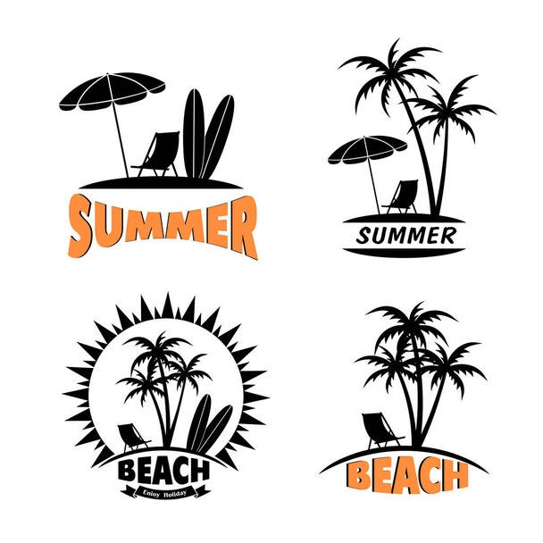 Icon summer holiday on the tropical coast. - Vector, Image