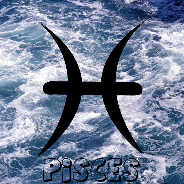 Pisces zodiac sign on water element background - Foto, Imagem