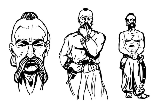 The Ukrainian Cossack. Sketch - Vetor, Imagem