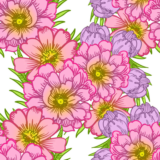 Seamless watercolor flower pattern - Вектор,изображение