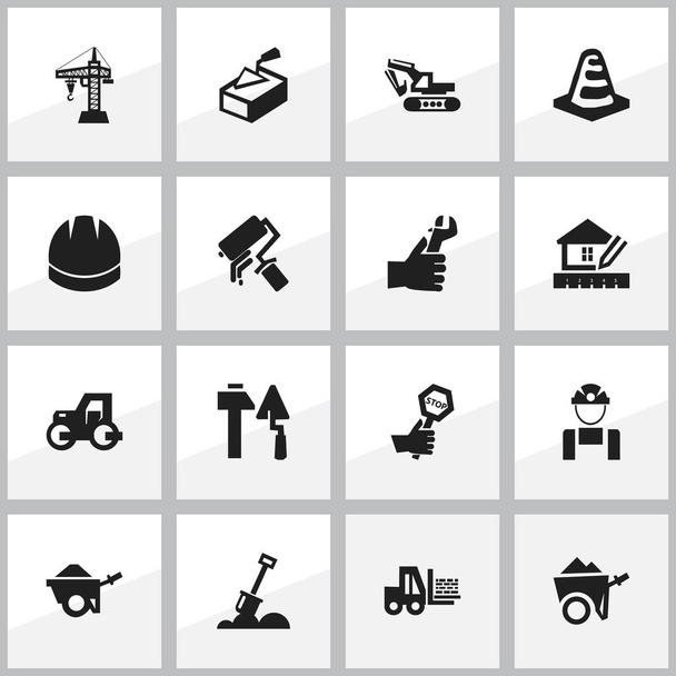 Set di 16 icone edili modificabili. Include simboli come carrello, pianificazione domestica, oggetto di avviso e altro ancora. Può essere utilizzato per la progettazione web, mobile, UI e infografica
. - Vettoriali, immagini
