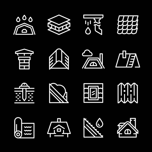 Definir ícones de linha de telhado
 - Vetor, Imagem