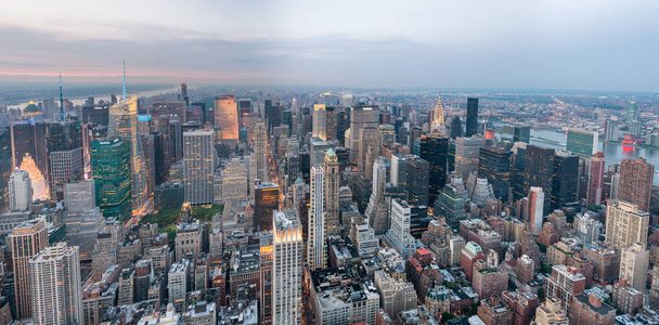 NEW YORK CITY - JUNE 2013: Panoramic view of Manhattan, aerial v - 写真・画像