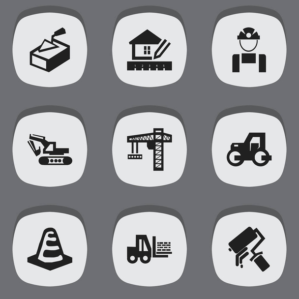Set Of 9 Editable Structure Icons. Includes Symbols Such As Truck, Employee, Home Scheduling And More. Can Be Used For Web, Mobile, UI And Infographic Design. - Vector, Image