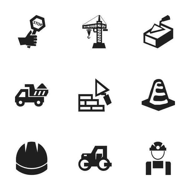 Conjunto de 9 iconos de construcción editables. Incluye símbolos tales como frente, empleado, Hardhat y más. Puede ser utilizado para el diseño de la tela, móvil, interfaz de usuario e infografía
. - Vector, imagen