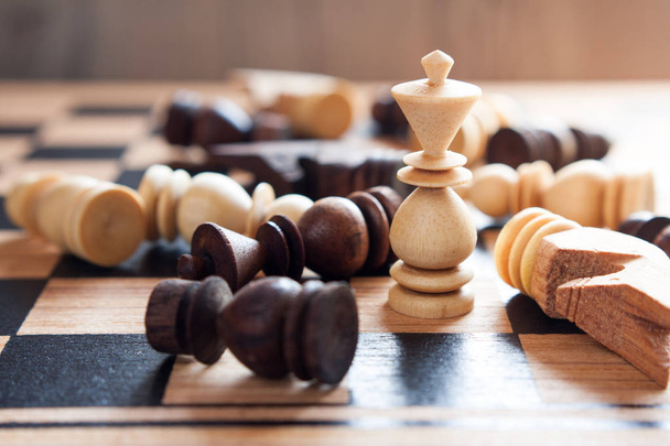 Business concept of leadership. chess king win. - Fotó, kép