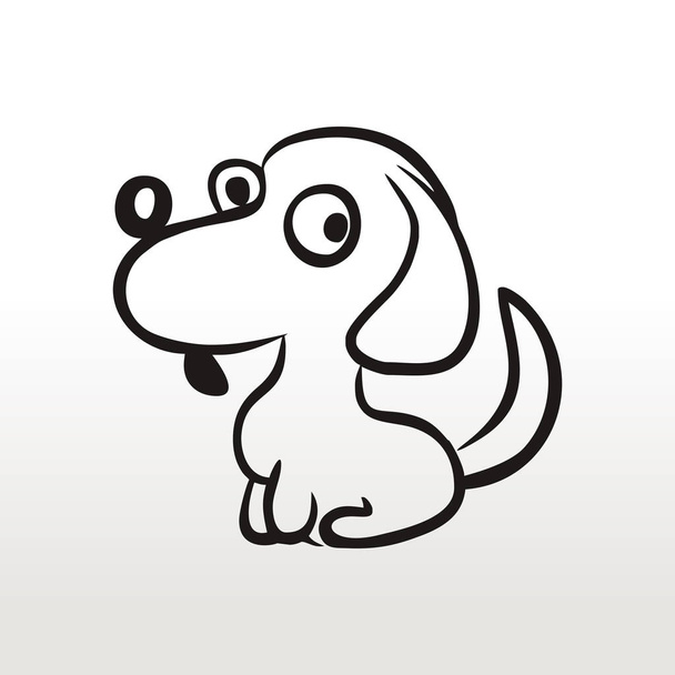 Cão criança colorir esboço desenho cachorro
 - Vetor, Imagem