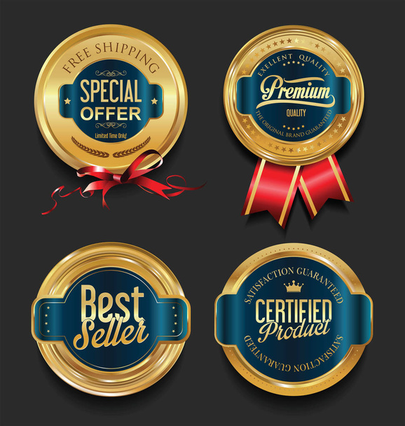 Retro vintage premium quality badges and labels collection - ベクター画像