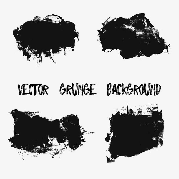 Set of black paint, ink brush strokes, brushes, lines. Dirty artistic design elements, boxes, frames for text. - Vektor, kép