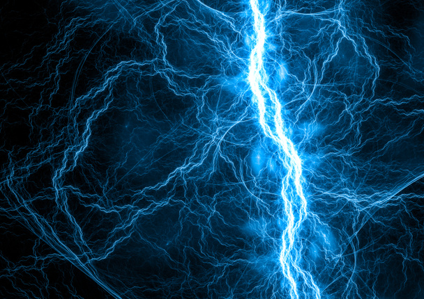 Niebieski elektryczny pioruna  - Zdjęcie, obraz