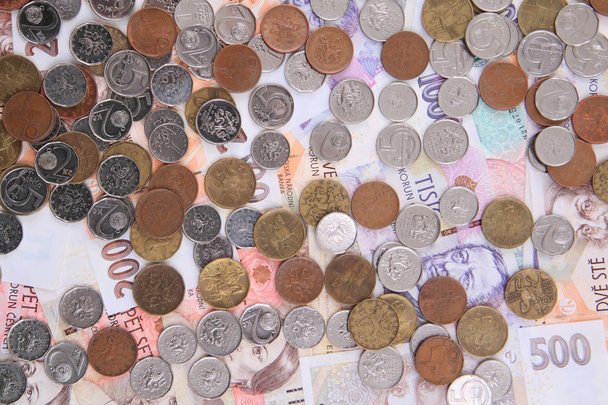 Czeskie monety tekstury - Zdjęcie, obraz