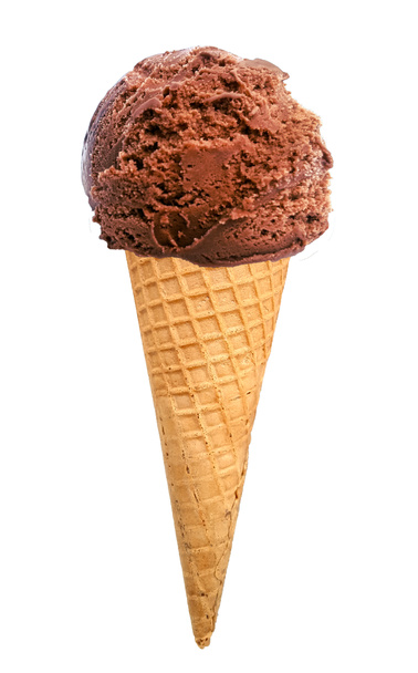 Sorvete de chocolate em cone de waffle
  - Foto, Imagem
