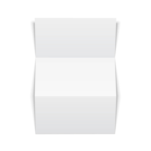 Κενό Trifold χαρτί φυλλάδιο σε άσπρο φόντο που απομονώνονται. Mock Up έτοιμο πρότυπο για το σχεδιασμό σας. Διάνυσμα Eps10 - Διάνυσμα, εικόνα