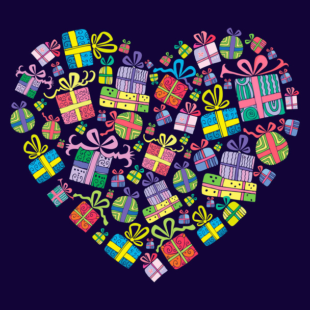cajas de regalo combinadas en forma de corazón
. - Vector, Imagen