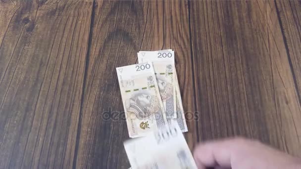 A contar dinheiro. Zloty PLN polaco
 - Filmagem, Vídeo