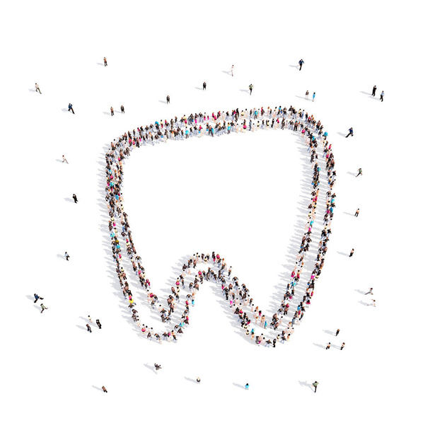 Gente caminando en un diente. Renderizado 3D
. - Foto, imagen