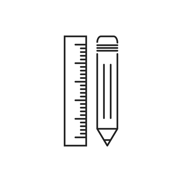Crayon avec icône de règle. Illustration vectorielle du mètre règle
. - Vecteur, image