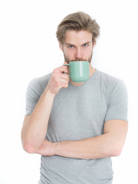 man drink from coffee or tea cup - Photo, image