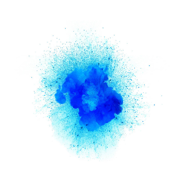 Abstraktní oheň výbuch, modré živé barvy s jiskry izolovaných na bílém pozadí - Fotografie, Obrázek