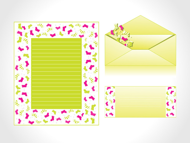Xmas letter head and envelope in green - ベクター画像