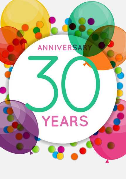 Modèle 30 ans Anniversaire Félicitations, Carte de souhaits, Illustration vectorielle d'invitation
 - Vecteur, image